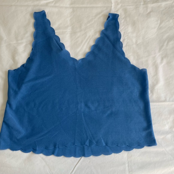 Zara Blue Scalloped Crop Top - Picture 2 of 4